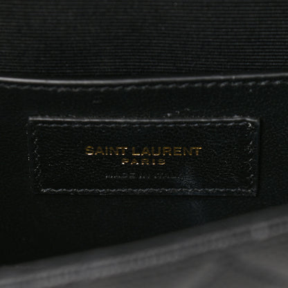 Saint Laurent Grain De Poudre Textured Mixed Matelasse Triquilt Small Monogram Satchel Black 6 of 11