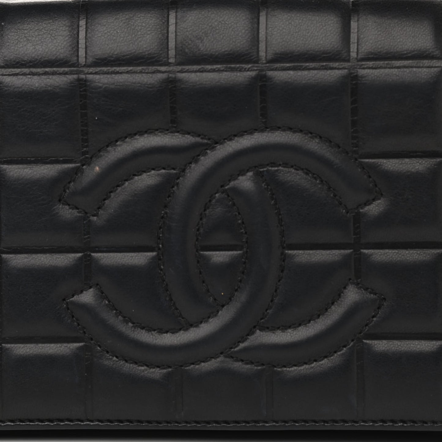 Lambskin Quilted CC Chocolate Bar Flap Black