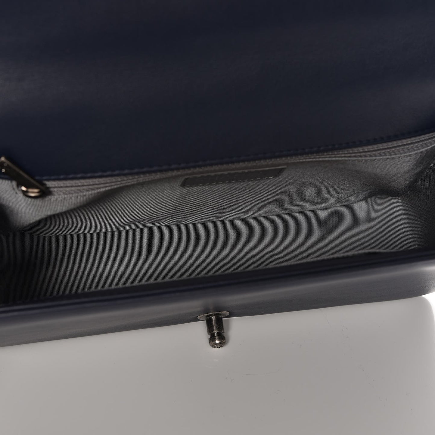Calfskin Chevron New Medium Boy Flap Dark Navy Blue