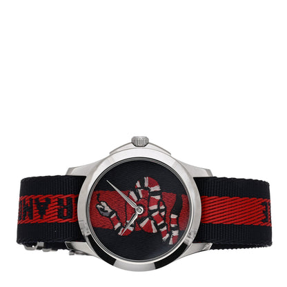 Gucci Stainless Steel Nylon 38mm Le Marche Des Merveilles Snake Quartz Watch Navy 2 of 4