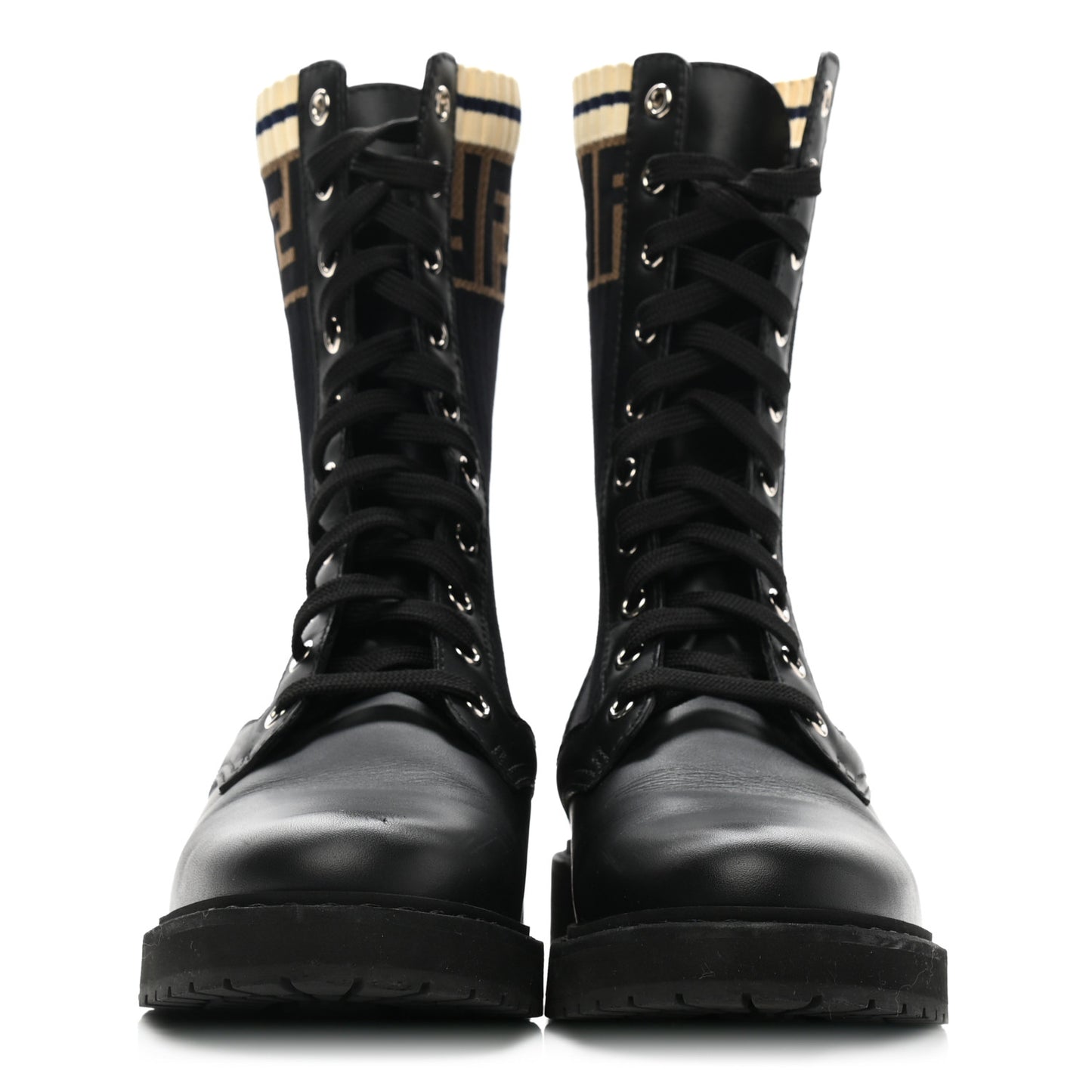 Calfskin Stretch Fabric Rockoko Biker Boots 37 Tobacco Black Marino