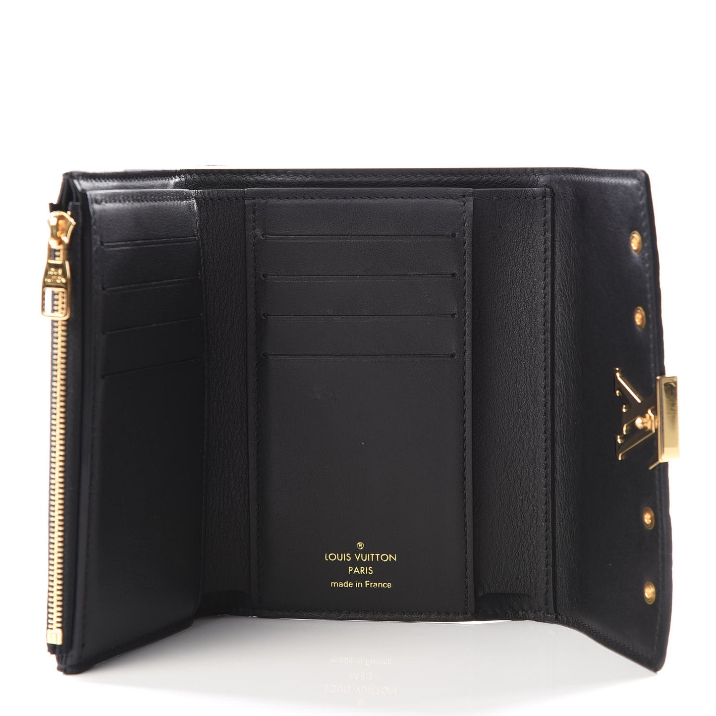 Taurillon Capucines Studded Compact Wallet Black