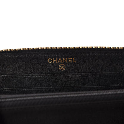 Chanel Sheepskin Quilted Mademoiselle Vintage Zip Around Wallet Black 6 of 8