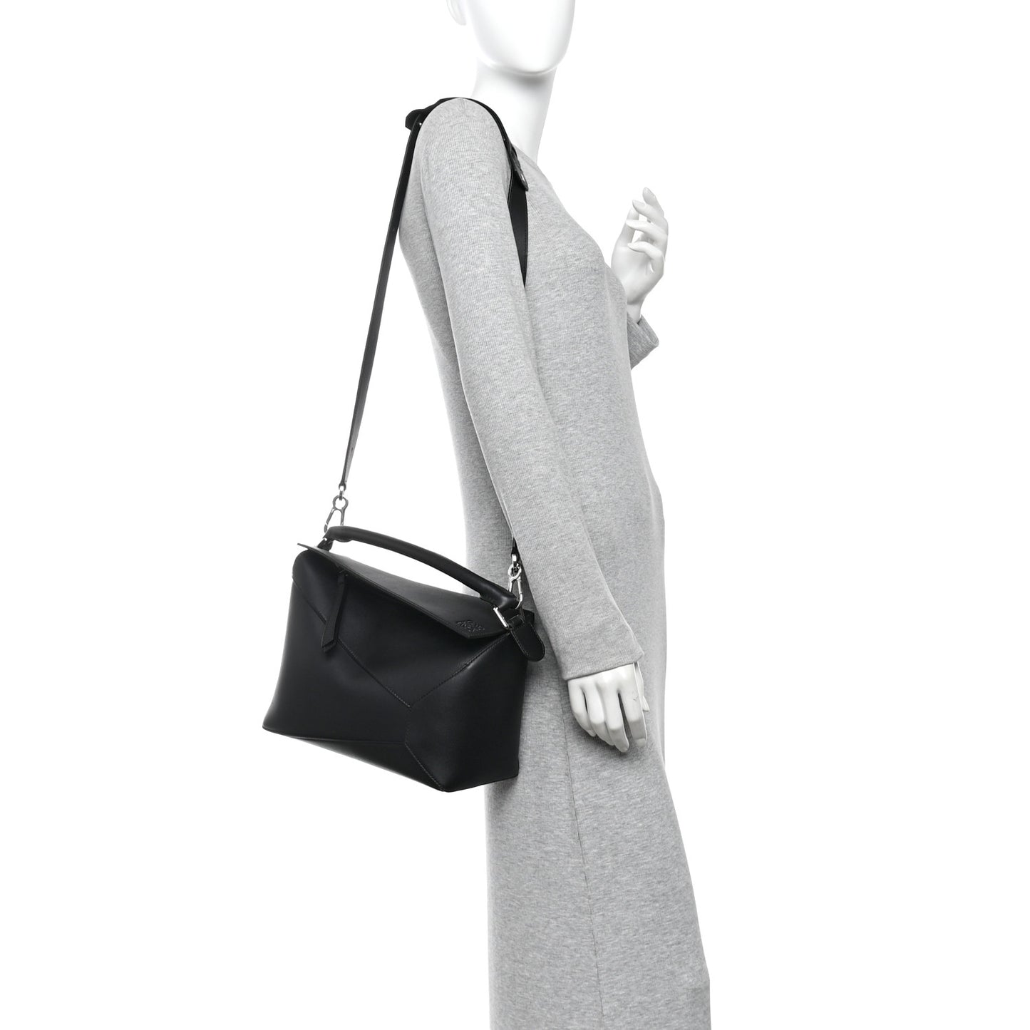 Calfskin Medium Puzzle Edge Bag Black