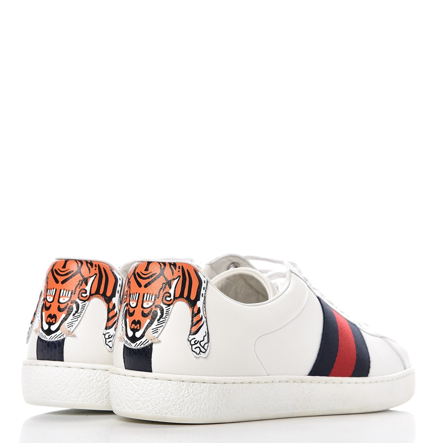 Calfskin Web Mens Tiger Ace Sneakers 9.5 White