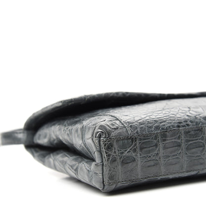 Nancy Gonzalez Crocodile Gotham Flap Clutch Grey 7 of 9