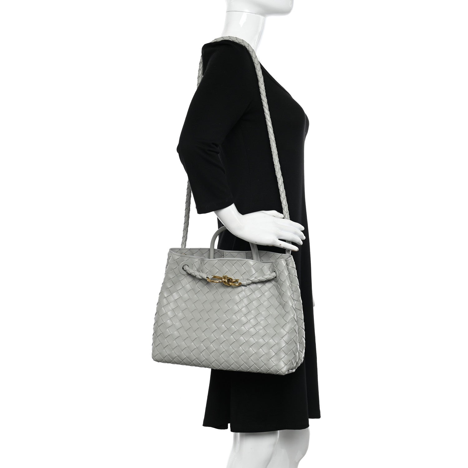 Bottega Veneta Nappa Intrecciato Medium Andiamo Shoulder Bag Agate Grey 2 of 10