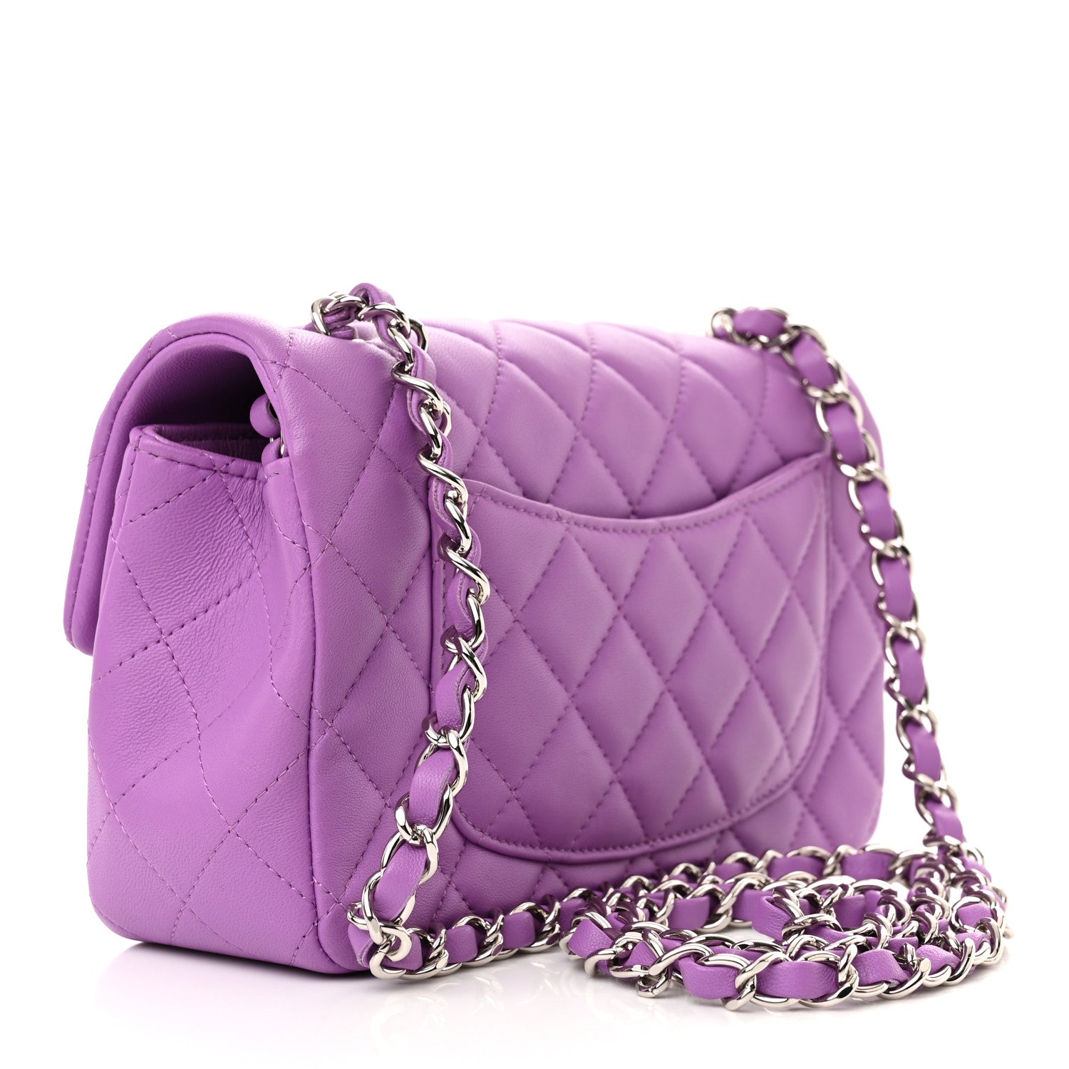 Chanel Lambskin Quilted Mini Rectangular Flap Purple 3 of 10