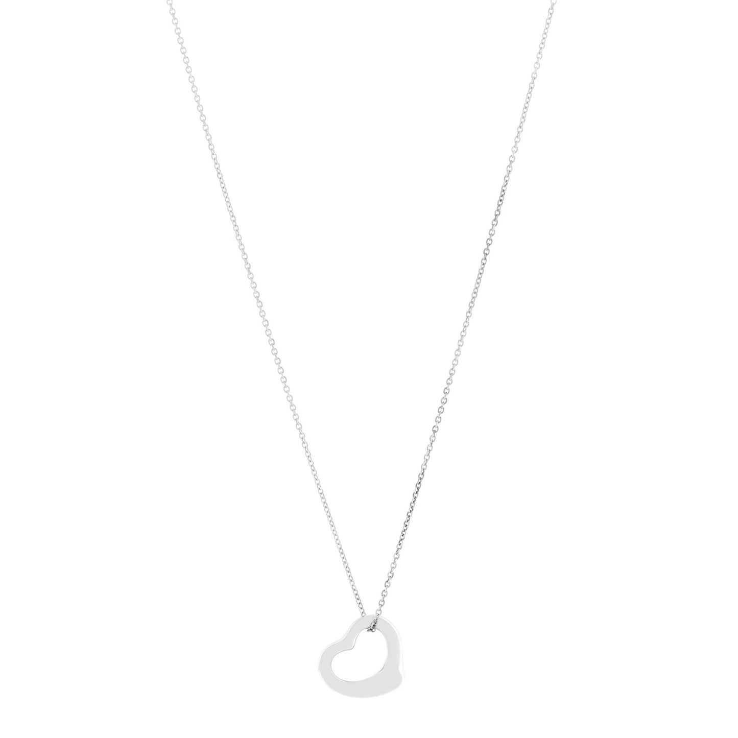 Sterling Silver 16mm Elsa Peretti Open Heart Pendant Necklace