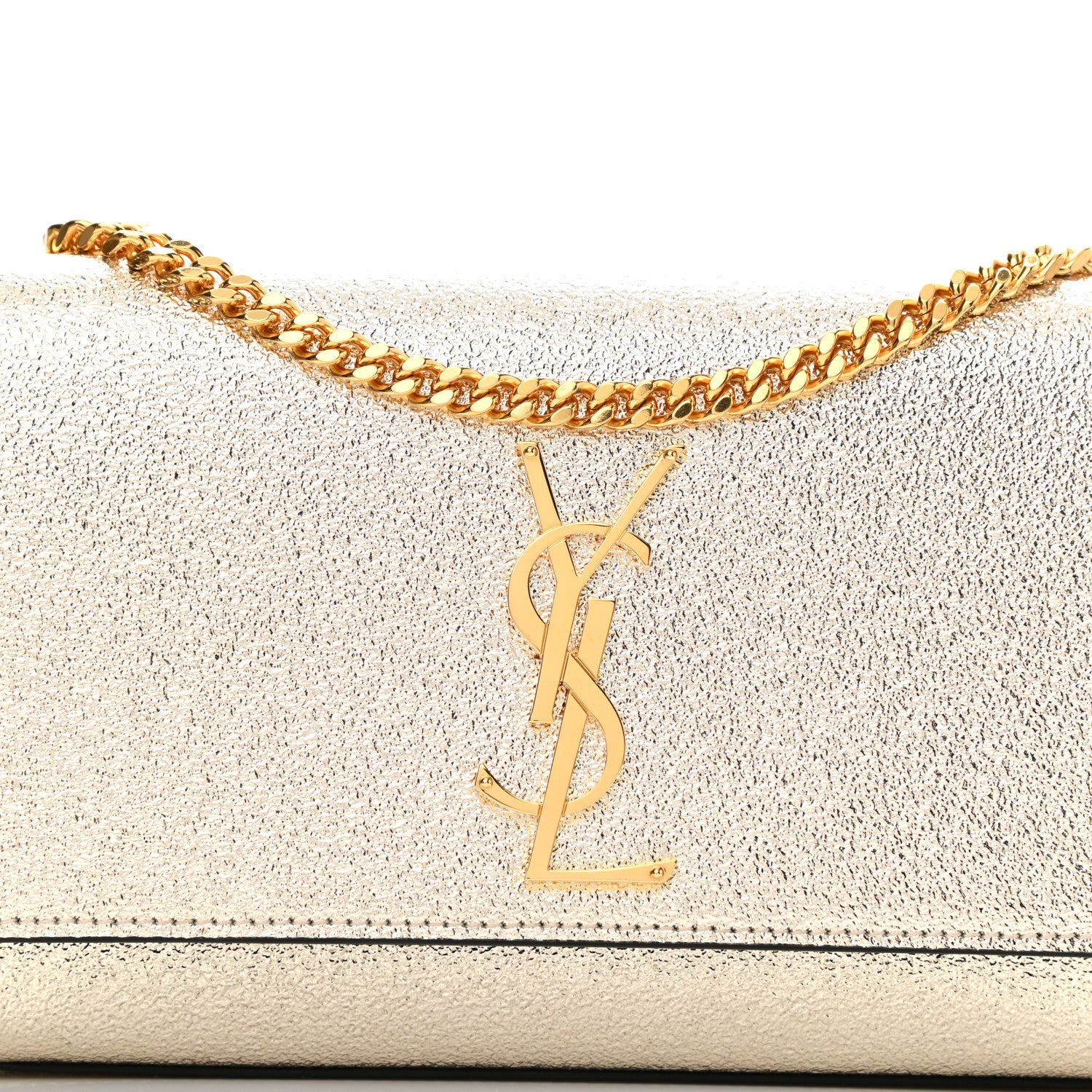 Saint Laurent Metallic Calfskin Small Classic Monogram Kate Satchel Gold 6 of 8