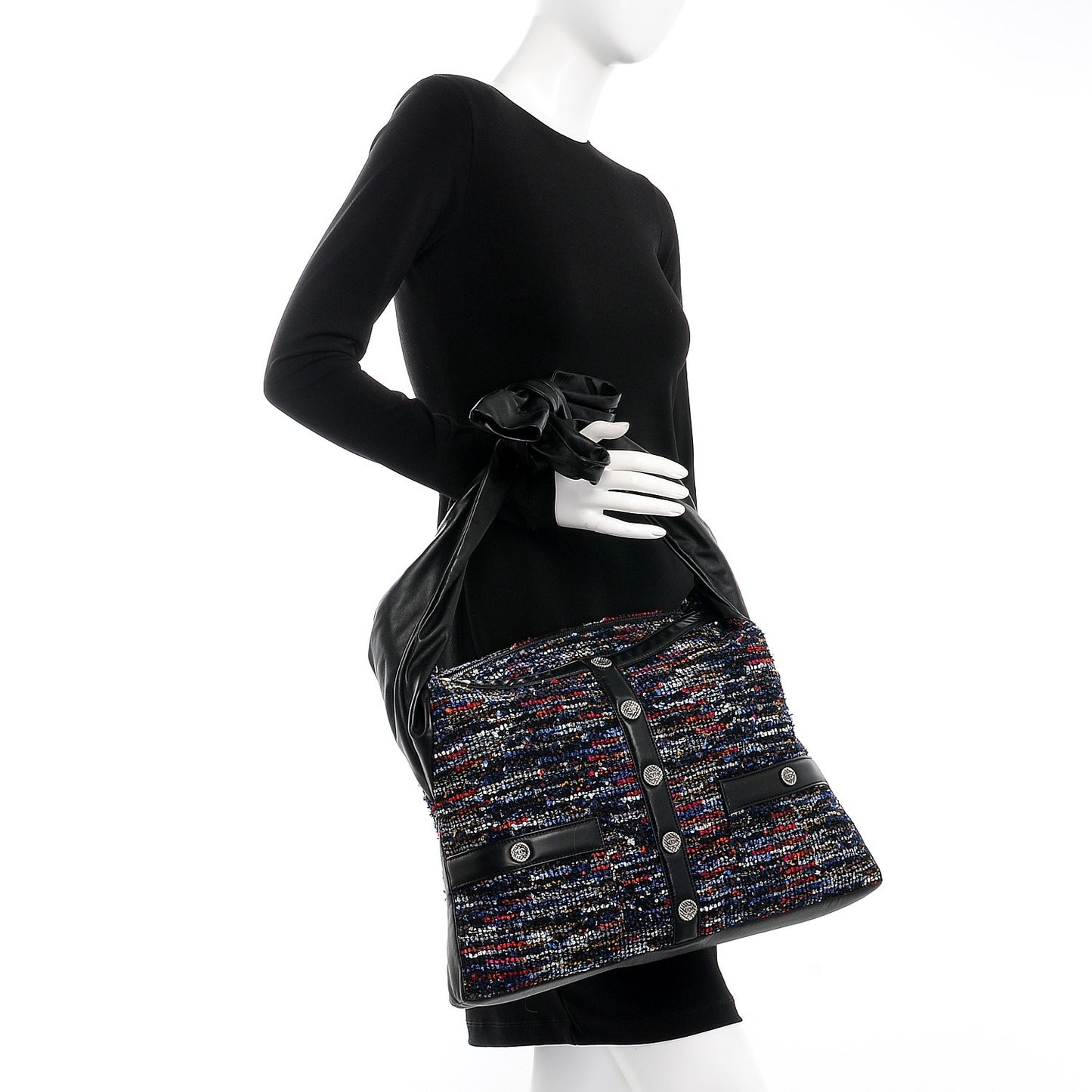 Tweed Lambskin Large Girl Bag Multicolor Black