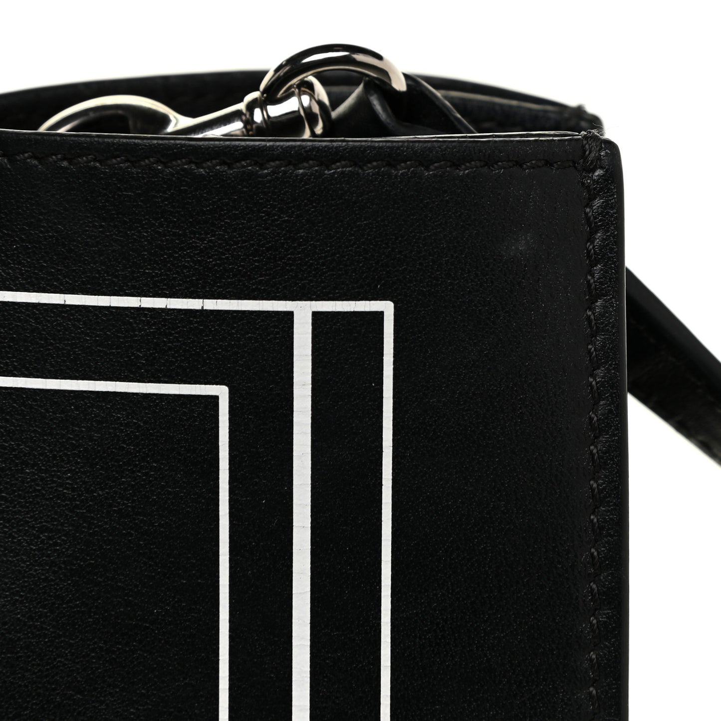Calfskin Bambi Print Small Stargate Shopper Tote Black
