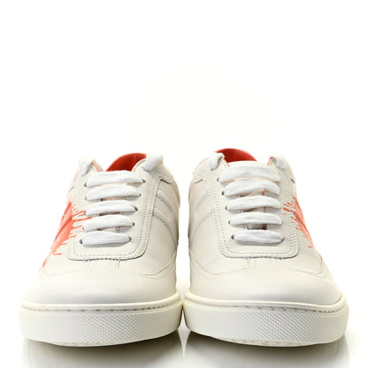 Hermes Swift Printed Peinture Fraiche Quicker Sneakers 37.5 White Orange 5 of 8