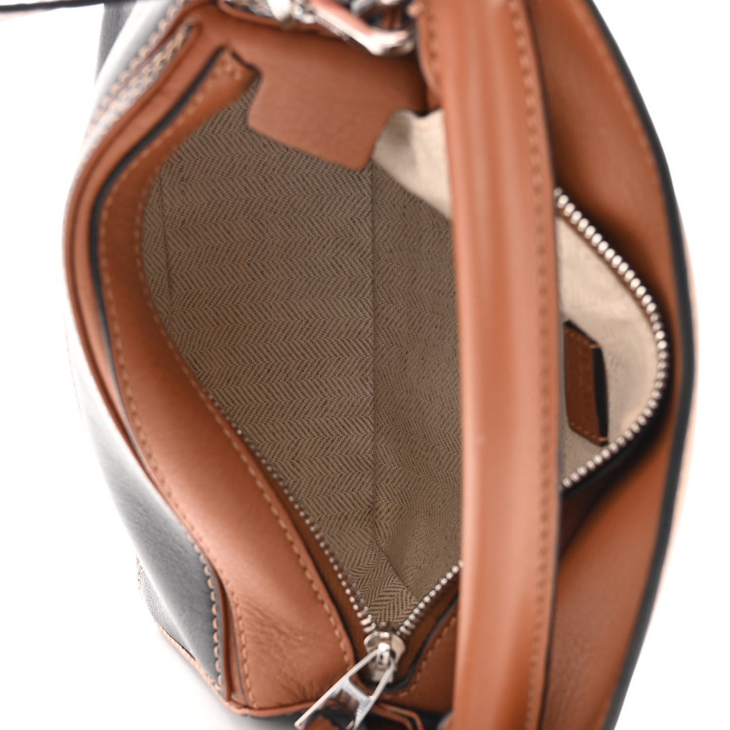 Calfskin Mini Puzzle Bag Tan Black