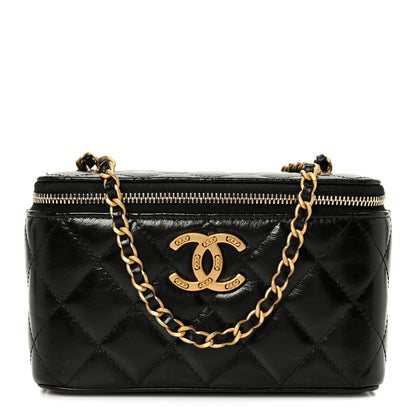 Chanel Shiny Lambskin Quilted CC Links Small Vanity Case With Chain Black 1 of 11