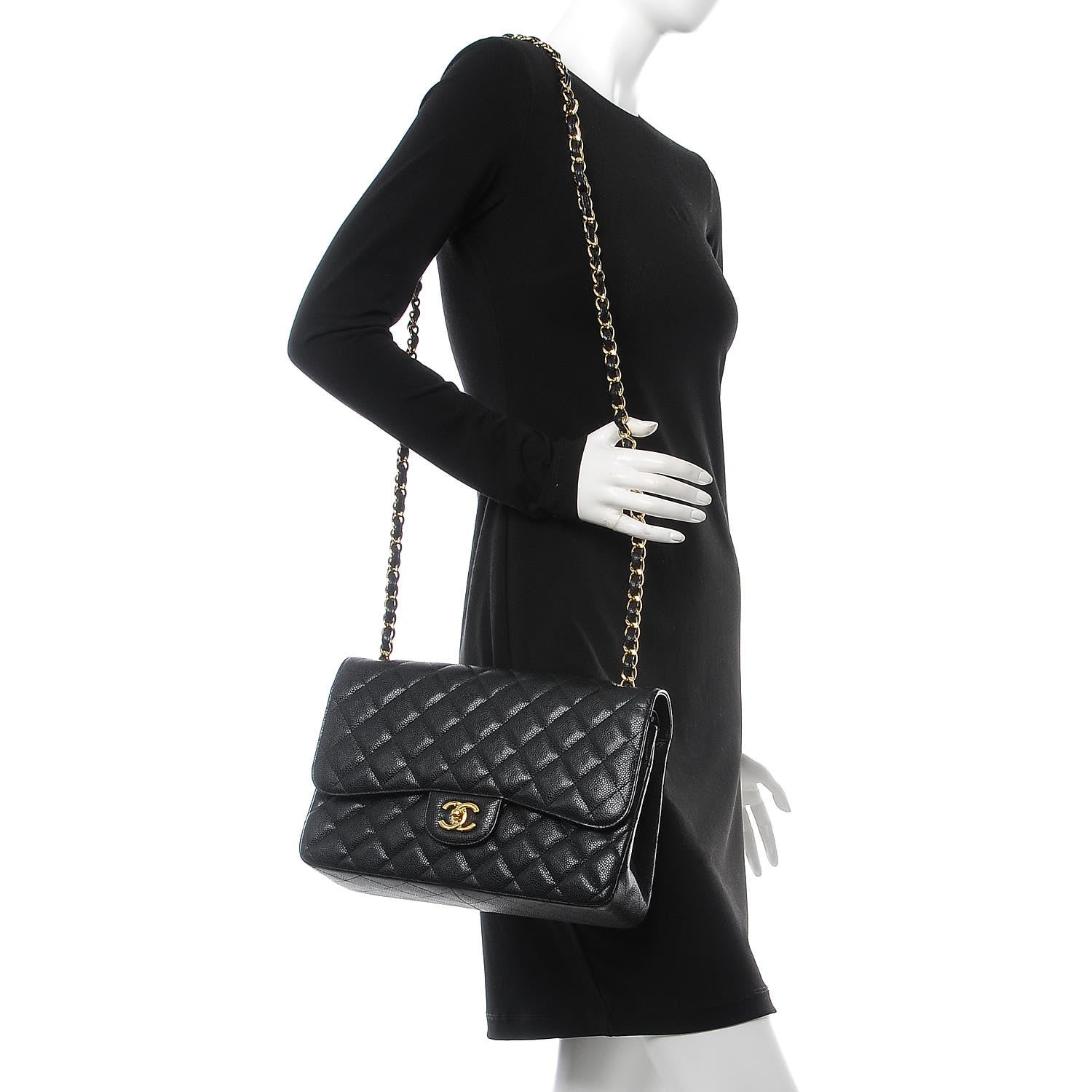 Chanel Caviar Quilted Jumbo Double Flap Black 2 of 7