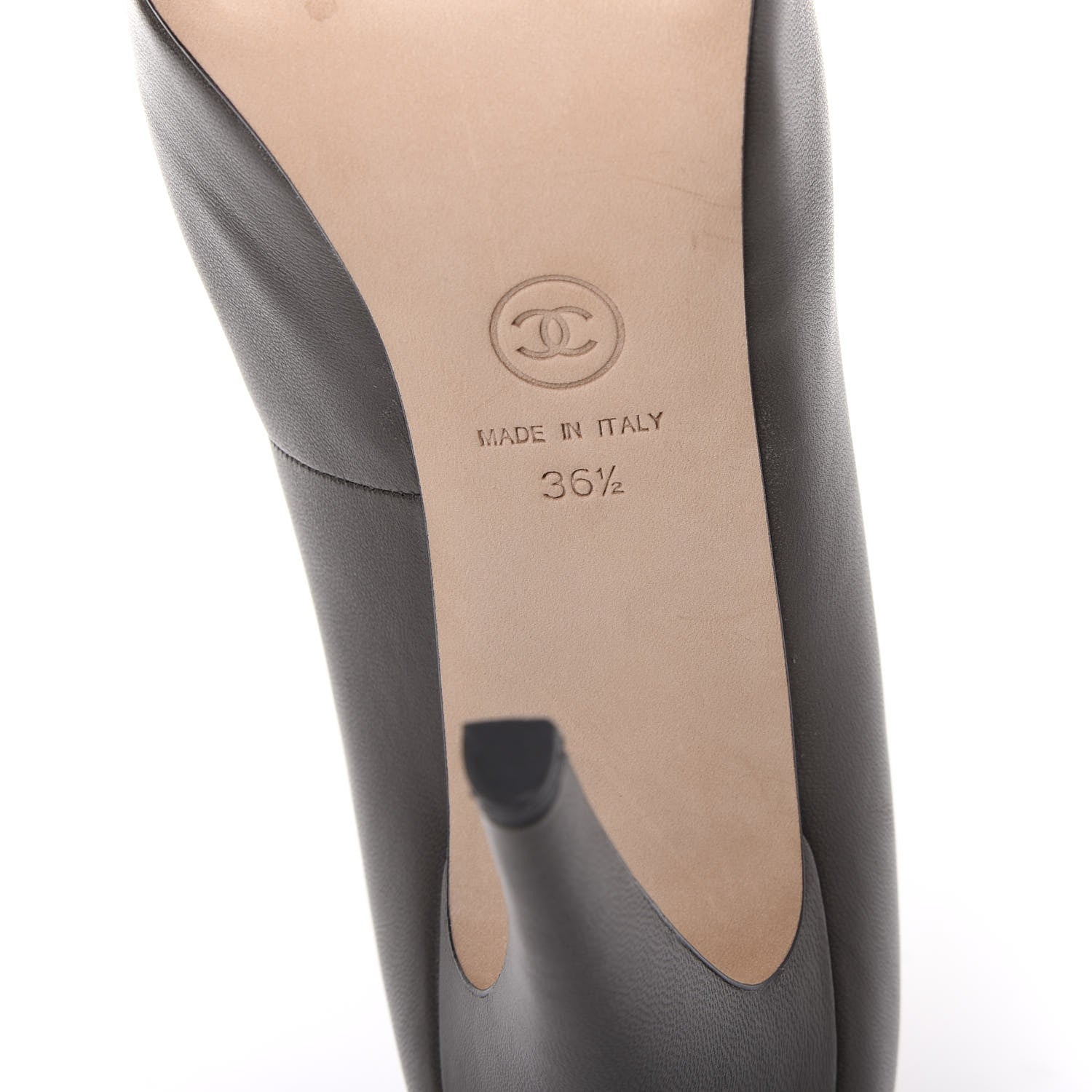 Chanel Lambskin Cap Toe CC Pumps 36.5 Grey Black 6 of 10