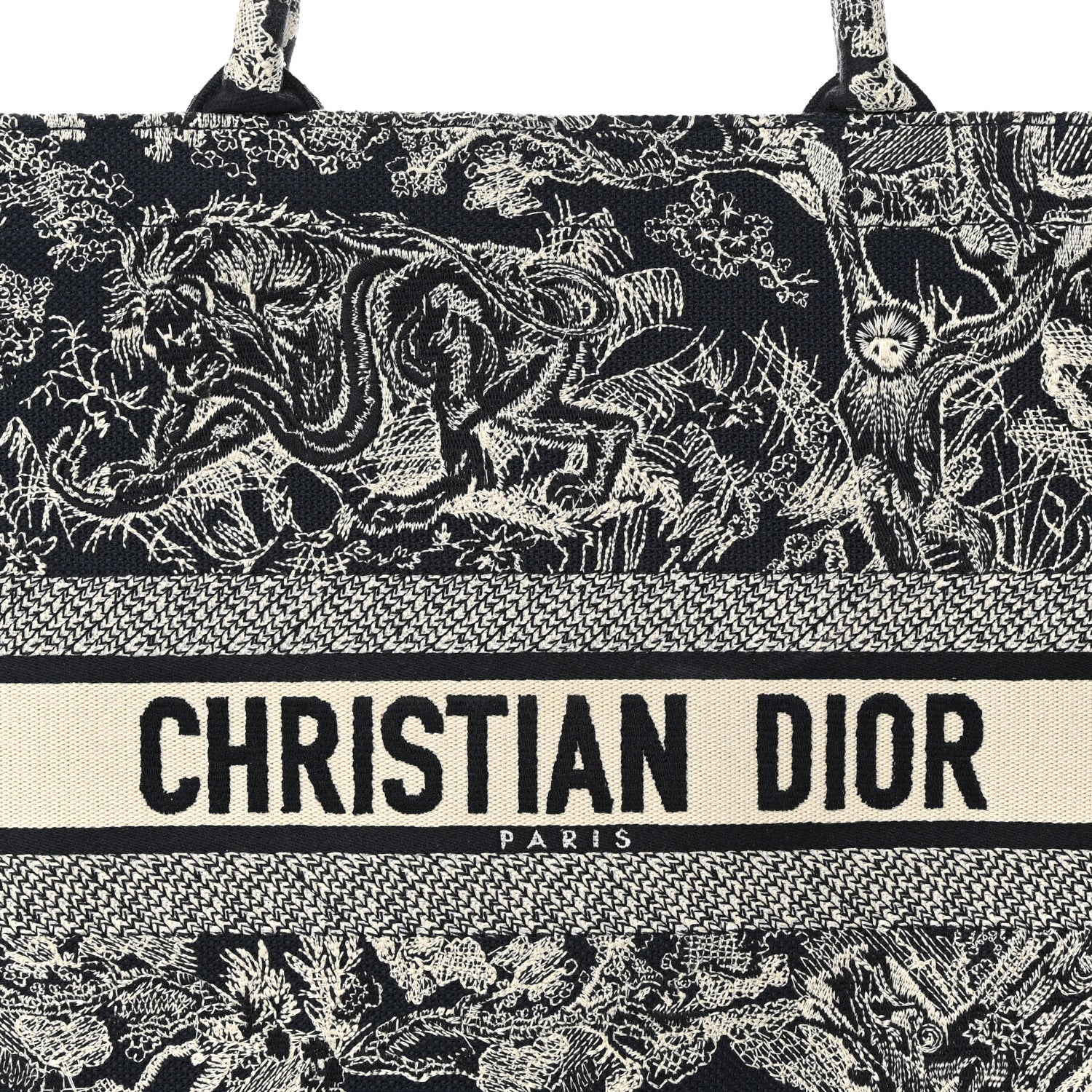 Christian Dior Canvas Embroidered Large Dioriviera Toile De Jouy Reverse Book Tote Blue 8 of 13