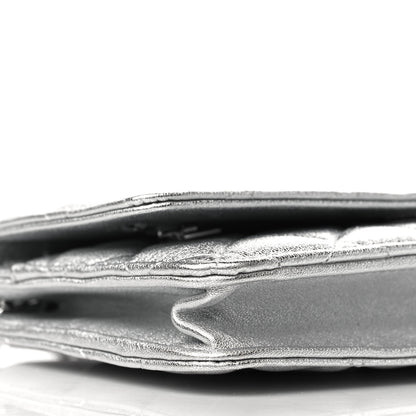 Chanel Metallic Lambskin Quilted Wallet On Chain WOC Silver 5 of 10