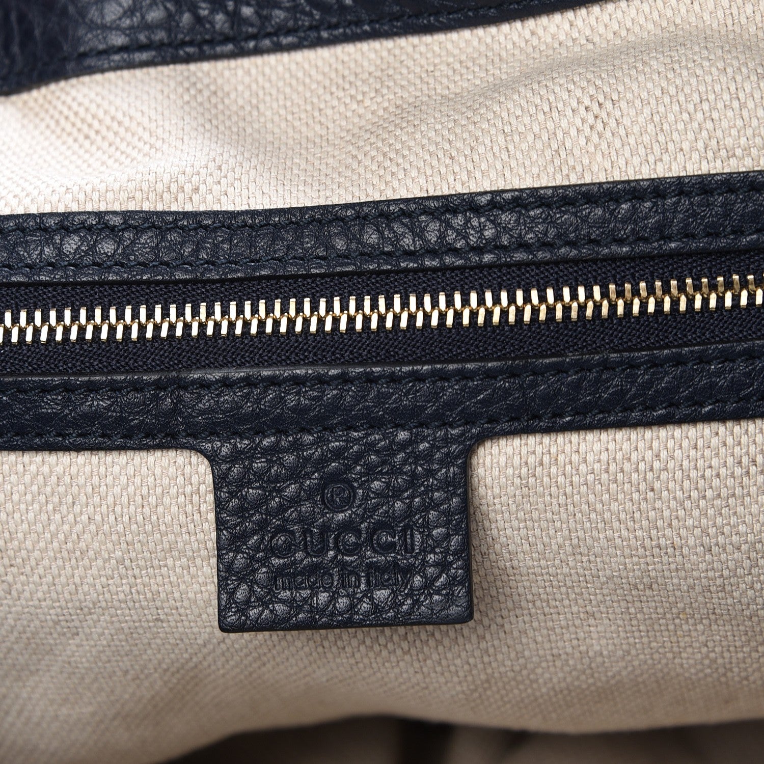 Gucci Pebbled Calfskin Medium Soho Shoulder Bag Blue 6 of 7
