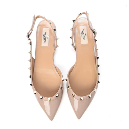 Valentino Garavani Patent Rockstud Slingback Flats 39.5 Poudre 9 of 10