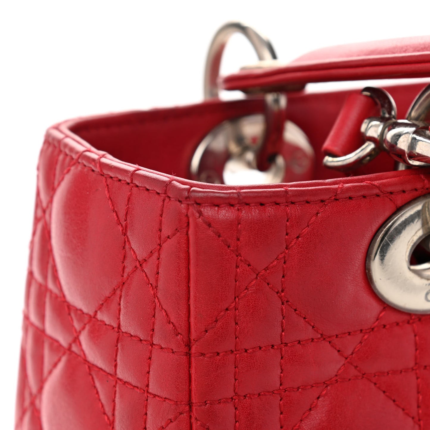 Lambskin Cannage Medium Lady Dior Red