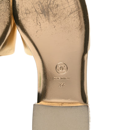 Chanel Metallic Lambskin CC Braided Mules 39 Gold 6 of 8