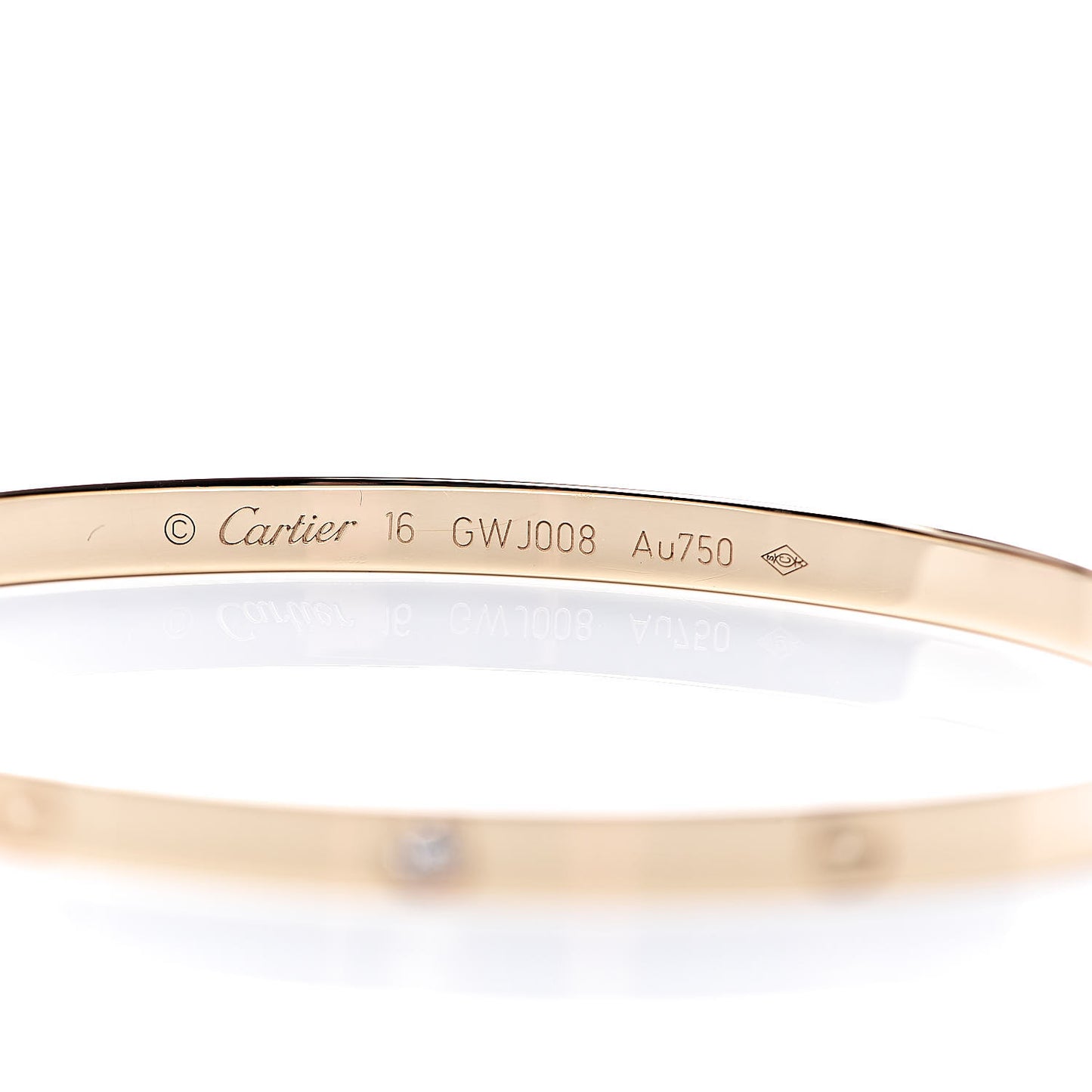 18K Yellow Gold 6 Diamond Small LOVE Bracelet 16