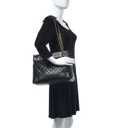 Chanel Lambskin Quilted Shopping Tote Black 2 of 7