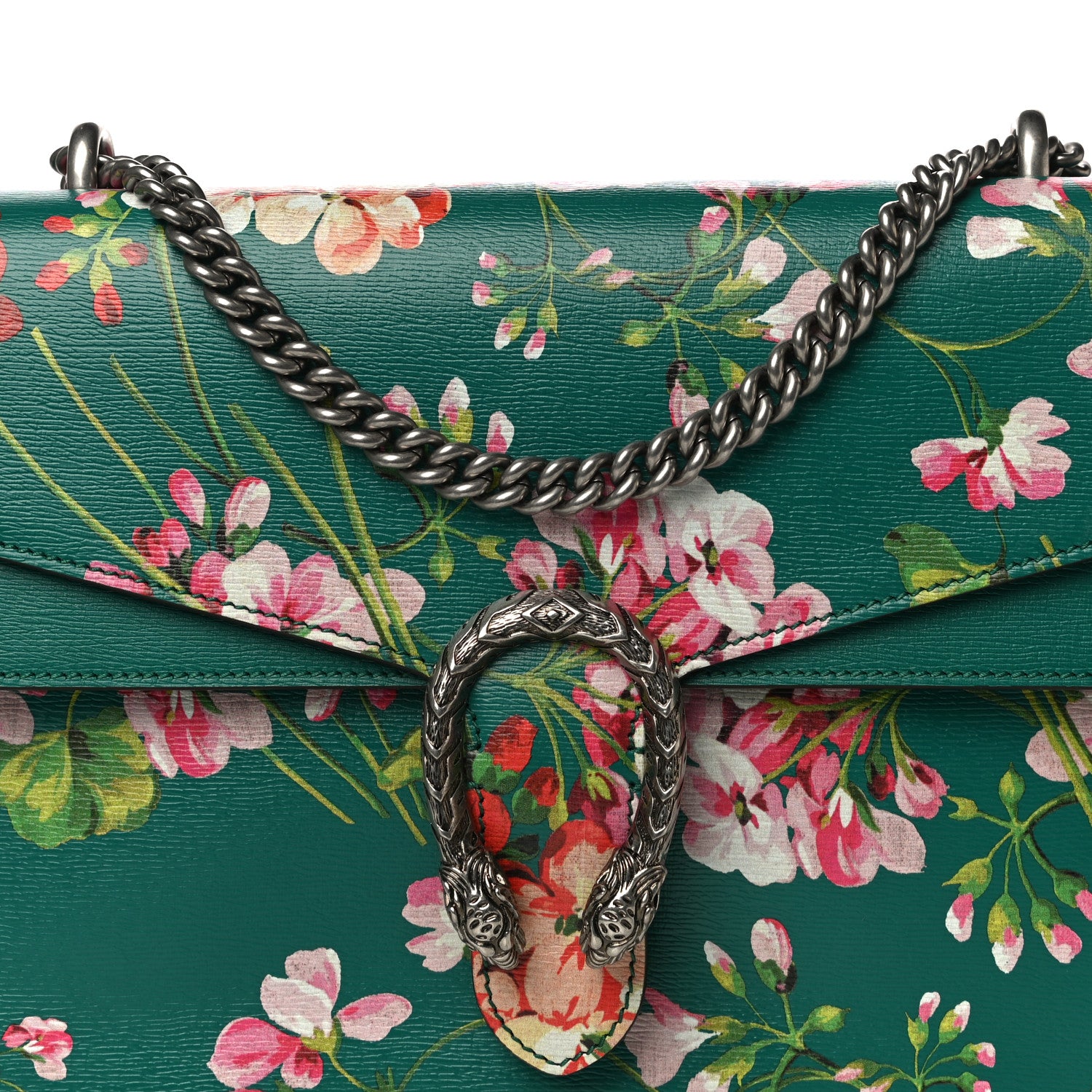 Gucci Calfskin Blooms Print Medium Dionysus Shoulder Bag Bright Emerald Multicolor 9 of 12