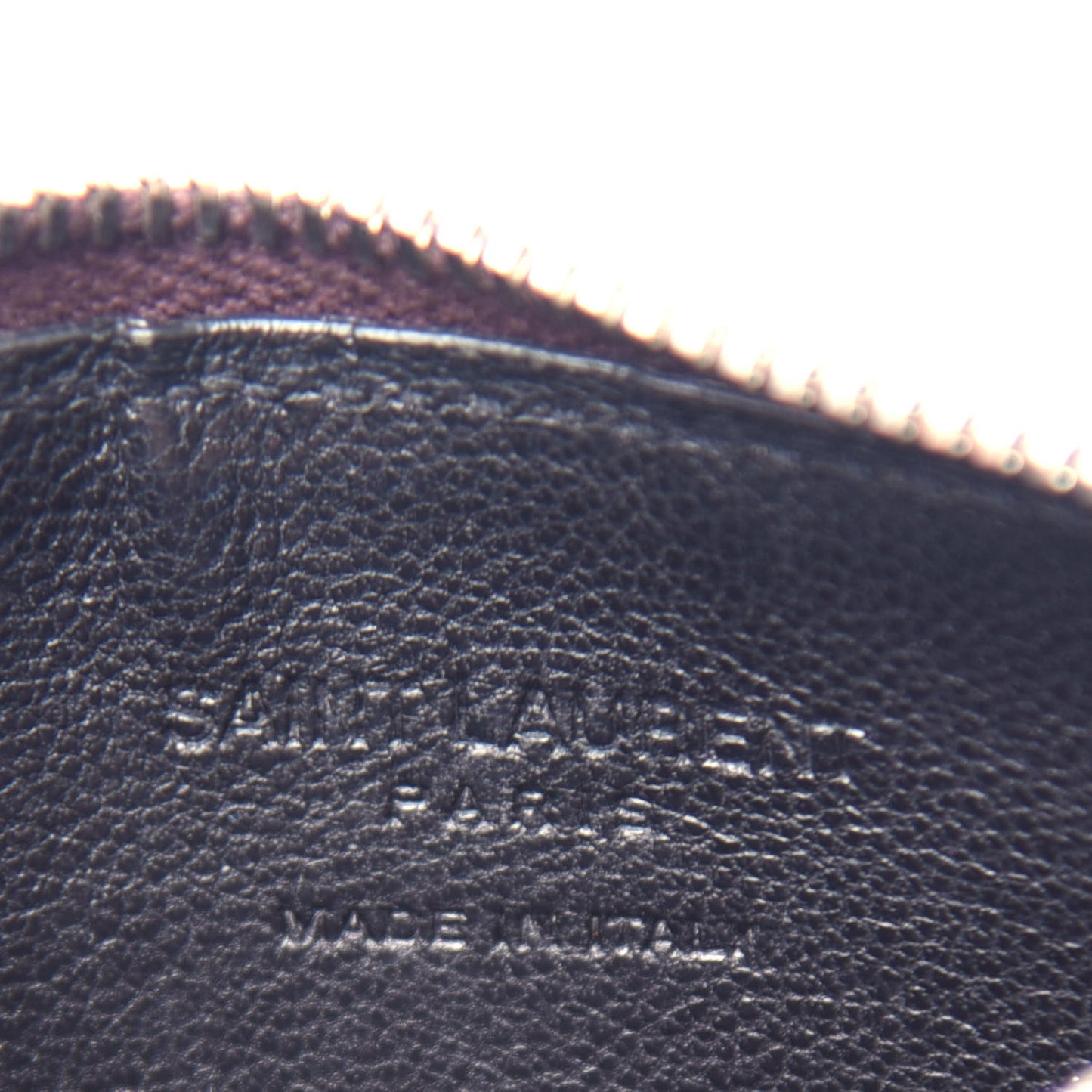 Grained Calfskin 5 Fragments Zip Pouch Card Holder Amaranto