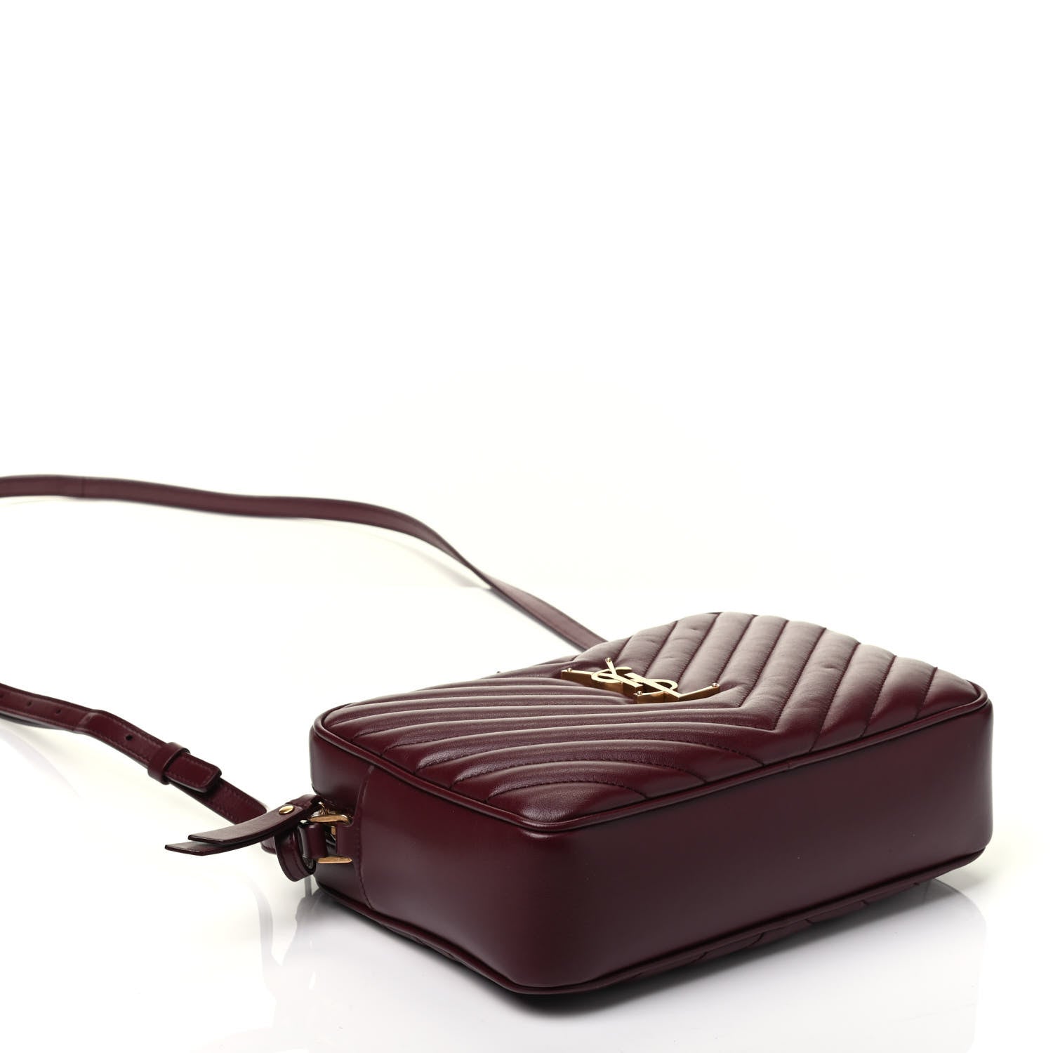 Saint Laurent Calfskin Matelasse Monogram Lou Camera Bag Dark Legion Red 4 of 9
