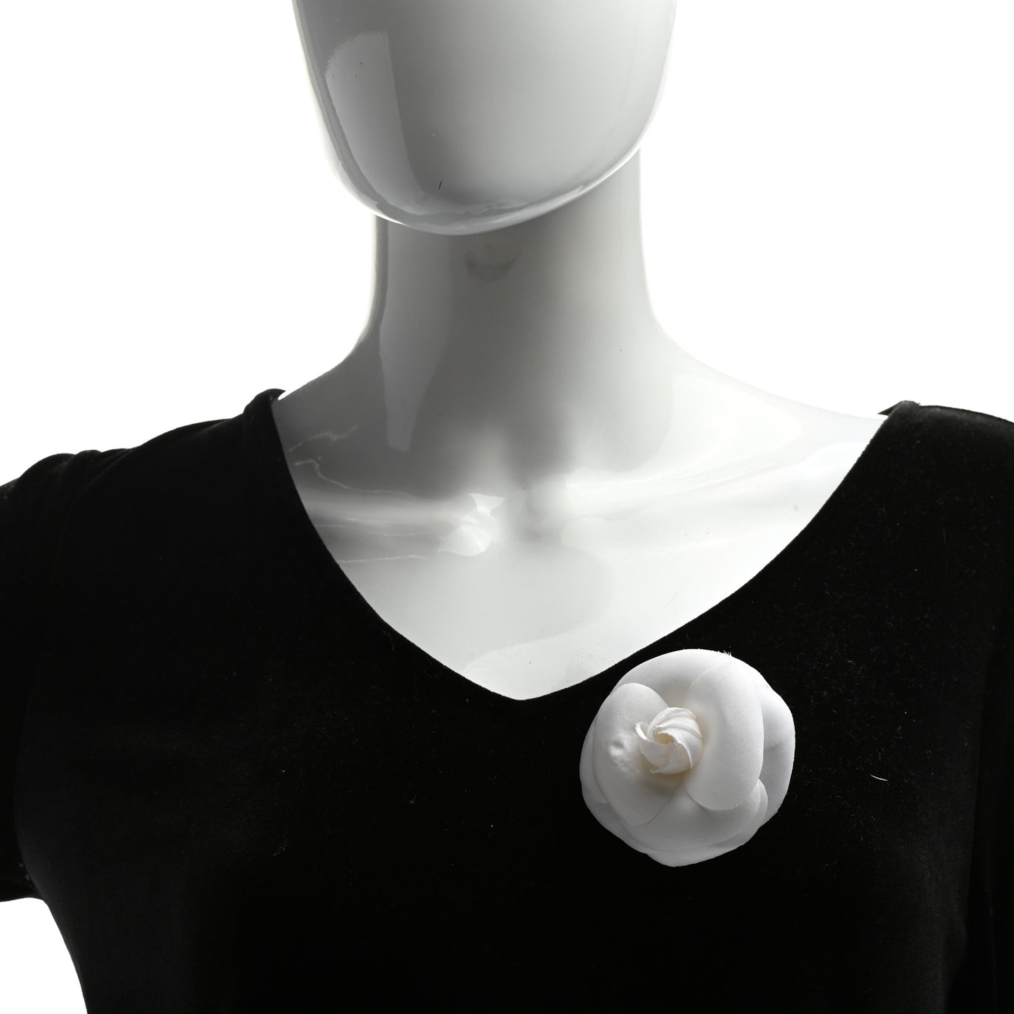 Linen Camellia Brooch Pin White