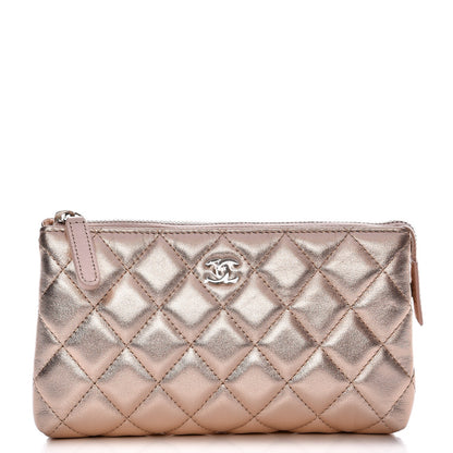 Chanel Iridescent Lambskin Quilted Cosmetic Pouch Light Gold 1 of 8
