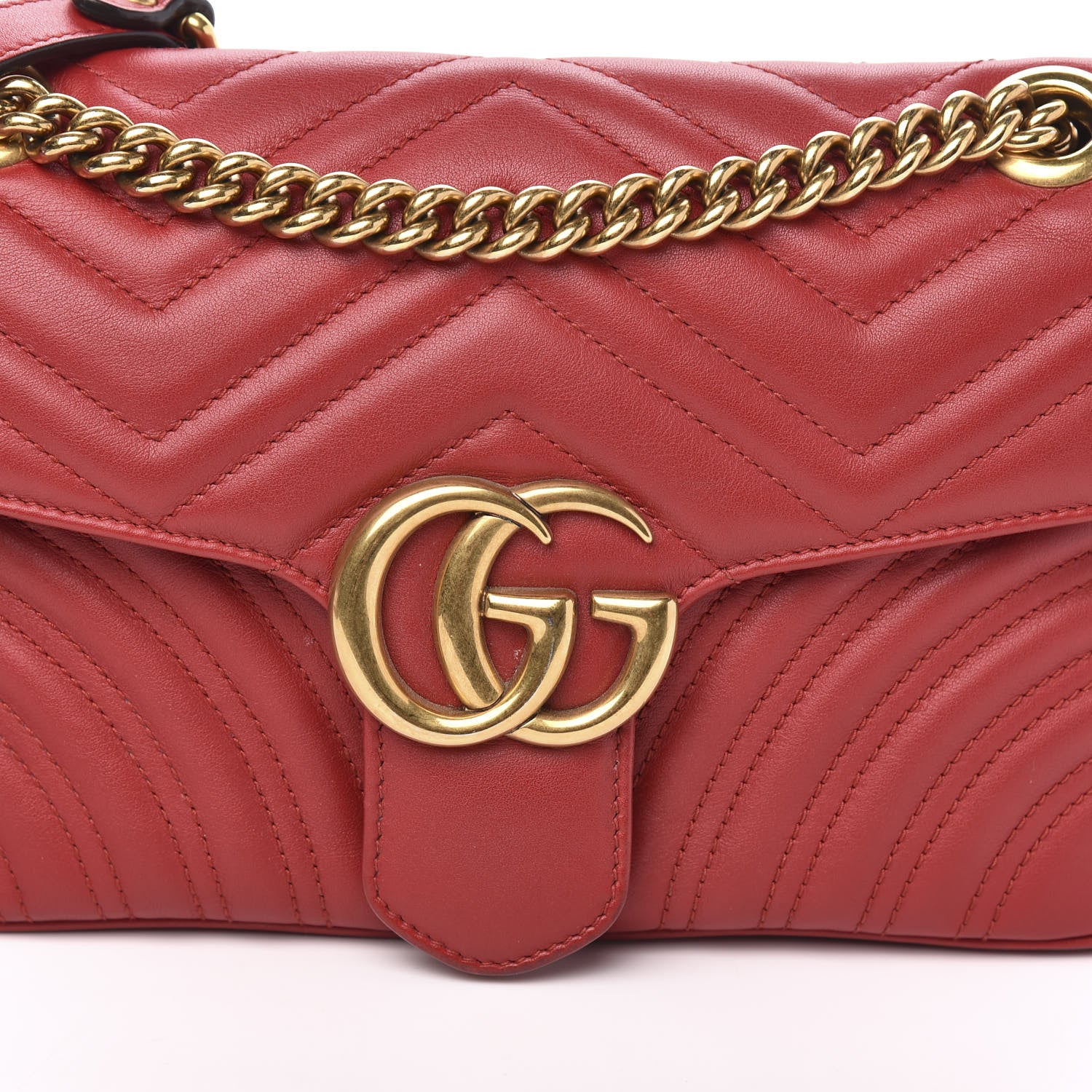 Gucci Calfskin Matelasse Small GG Marmont Shoulder Bag Hibiscus Red 10 of 10