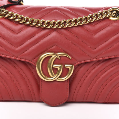 Gucci Calfskin Matelasse Small GG Marmont Shoulder Bag Hibiscus Red 10 of 10