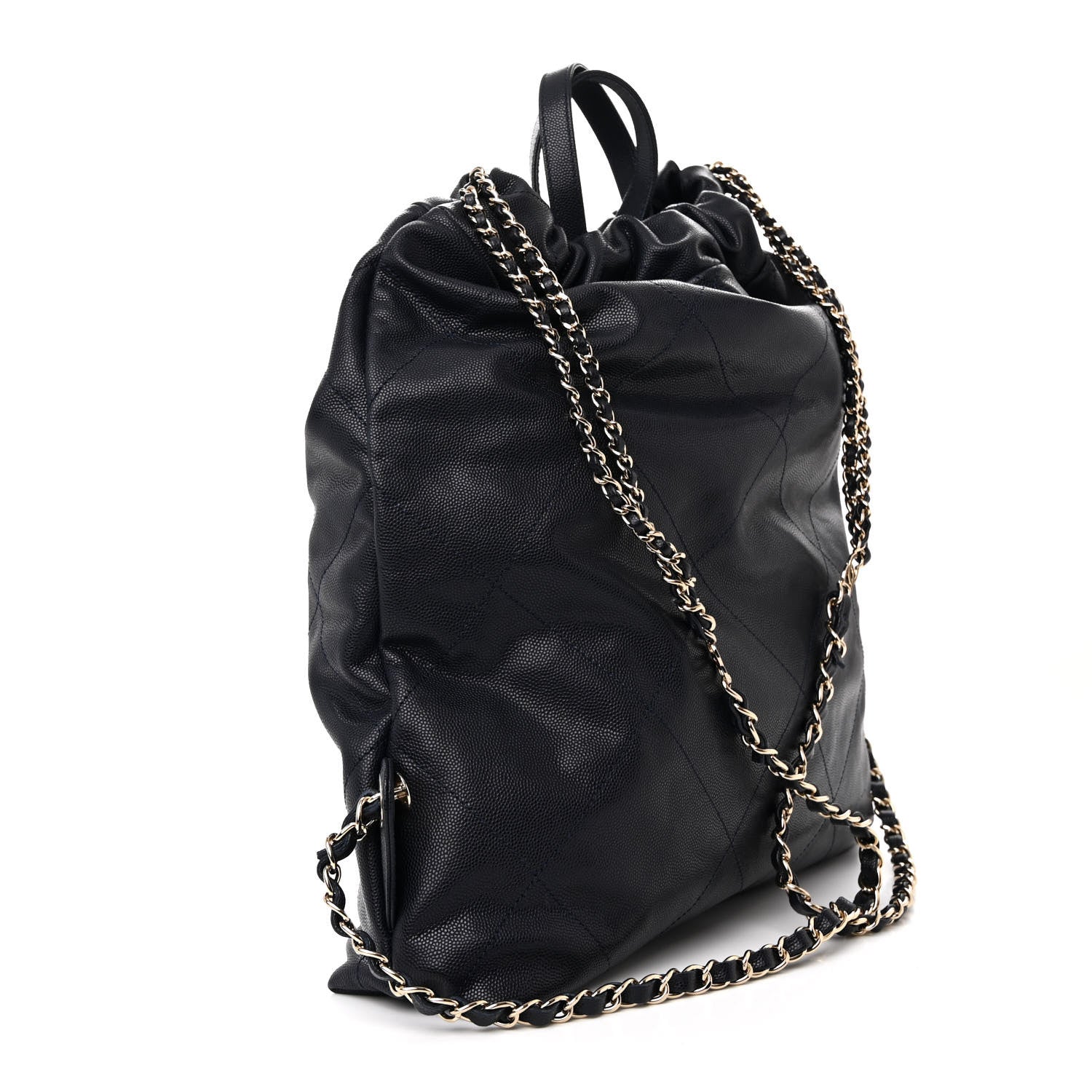 Chanel Shiny Caviar Quilted Chanel 22 Backpack Dark Blue 3 of 11