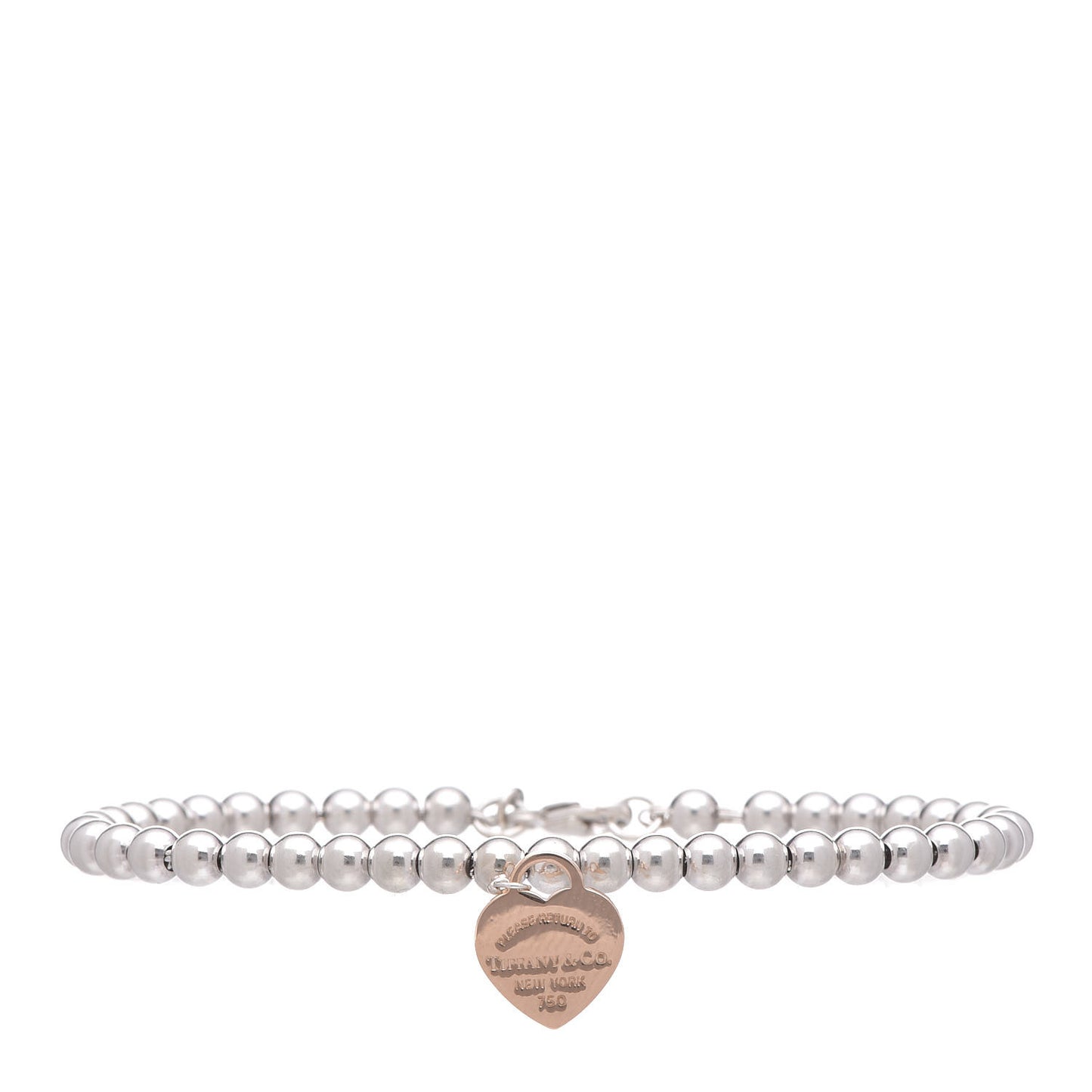 Sterling Silver 18K Rose Gold Return to Heart Bead Bracelet
