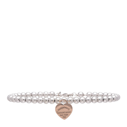 Tiffany Sterling Silver 18K Rose Gold Return to Heart Bead Bracelet 1 of 4