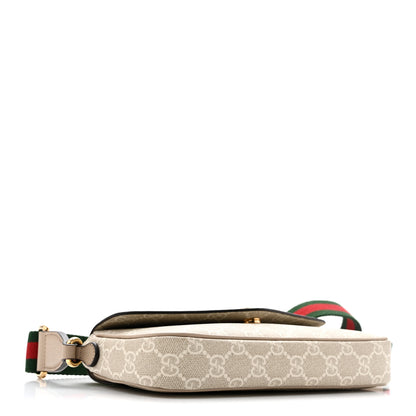 Gucci GG Supreme Monogram Textured Dollar Calfskin Web Mini Ophidia Envelope Shoulder Bag Beige Mystic White Oatmeal 4 of 13