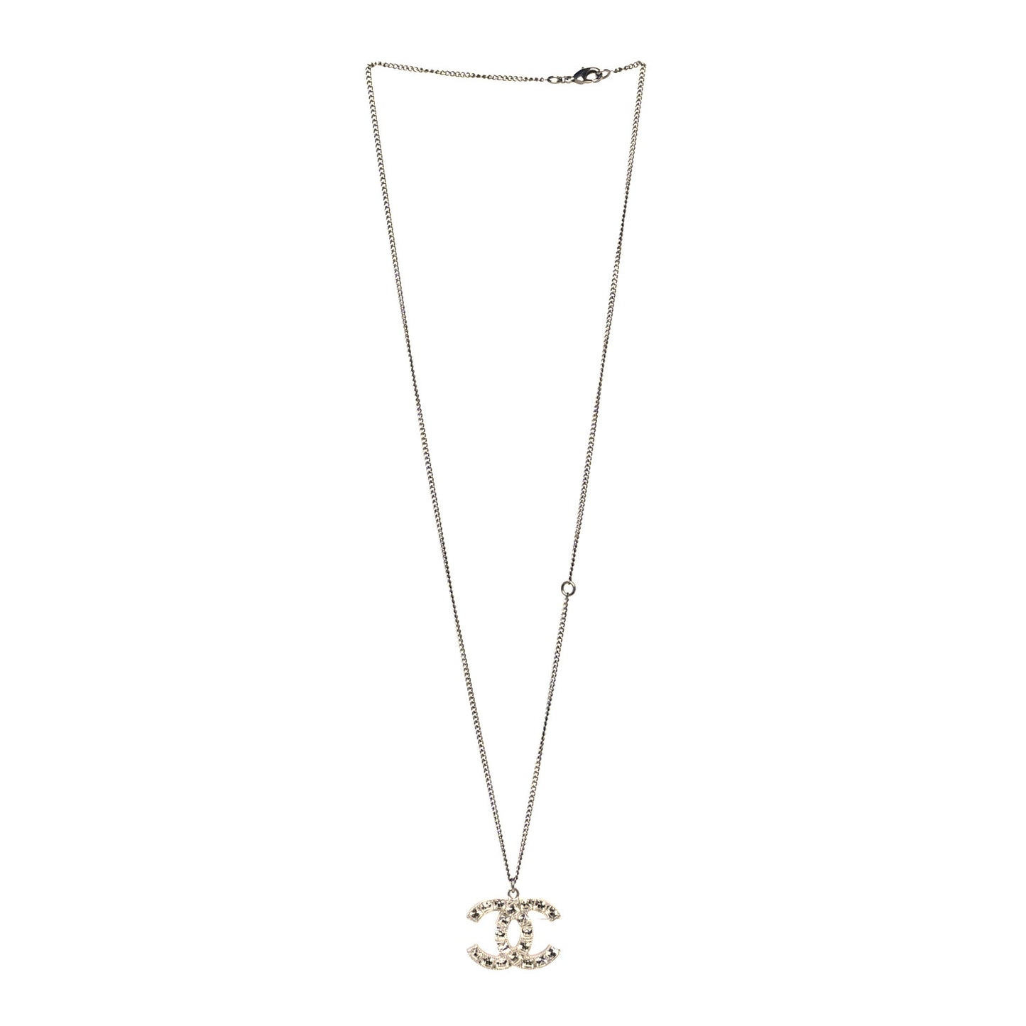 Crystal CC Pendant Necklace Ruthenium