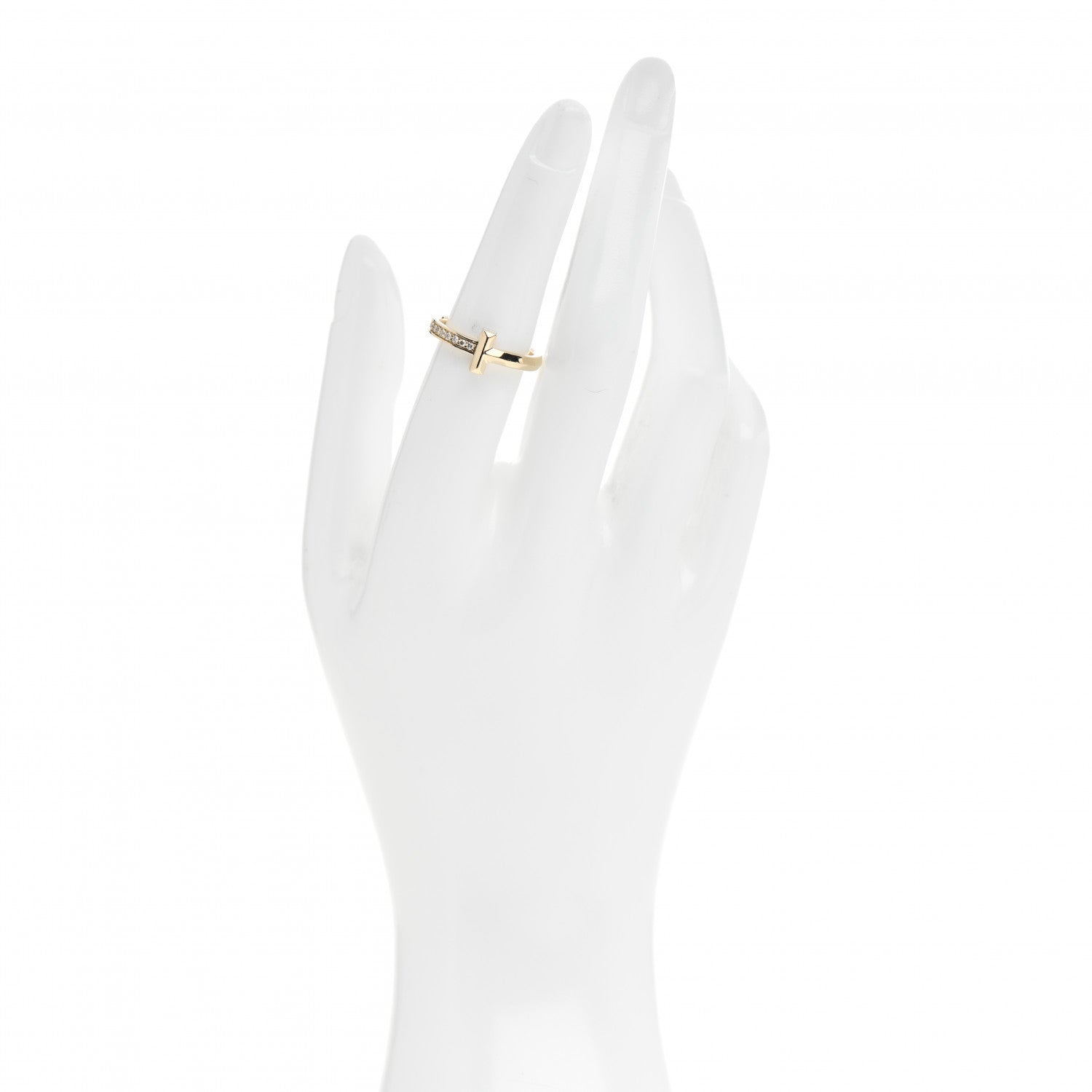 Tiffany 18K Yellow Gold Diamond T T1 Ring 50 5.5 2 of 5