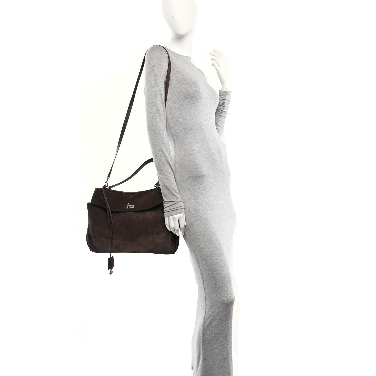Balenciaga Waxed Suede Calfskin Medium Rodeo Top Handle Handbag Light Espresso 2 of 9
