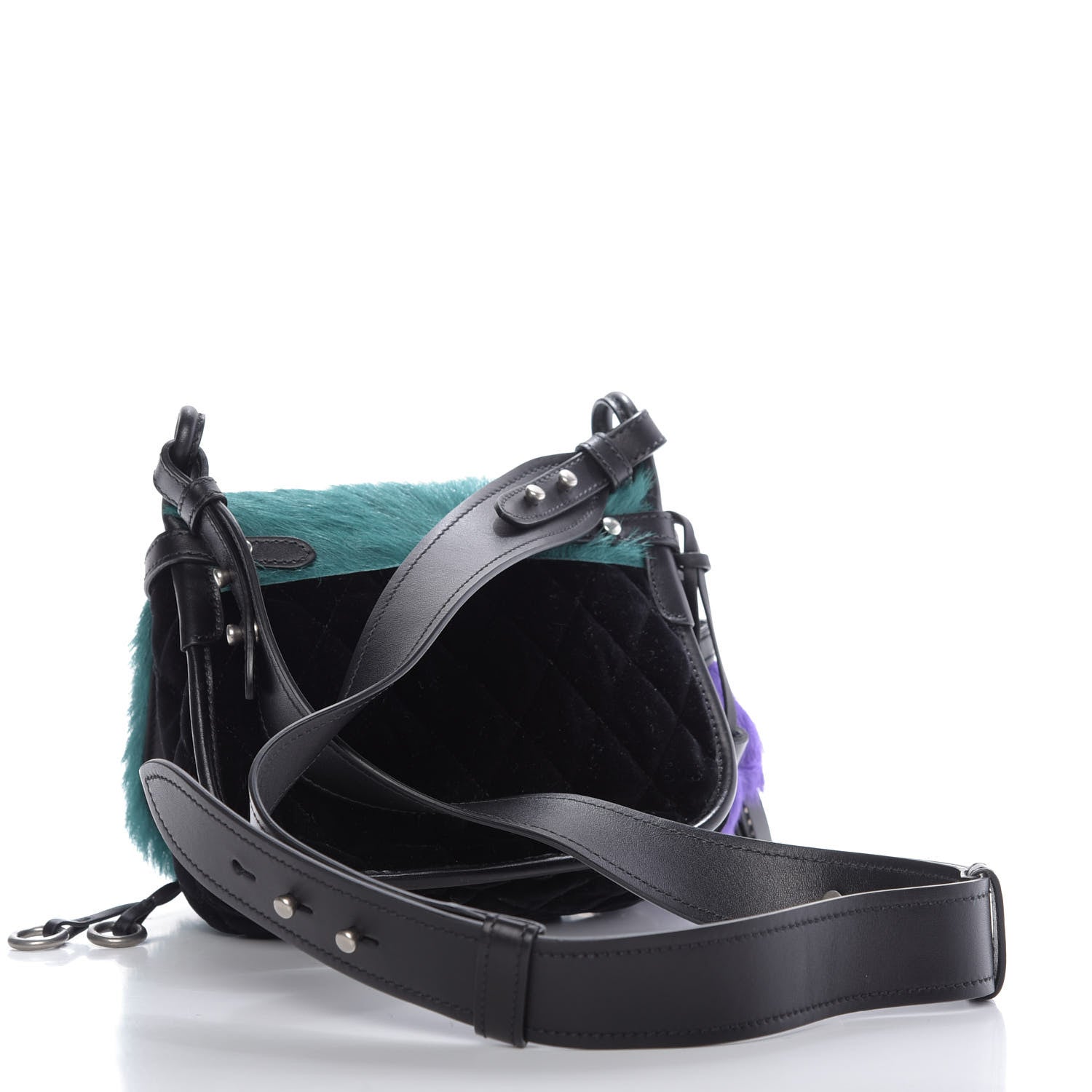 Prada Cavallino Velluto Corsaire Antic Crossbody Bag Biliardo Black 3 of 8