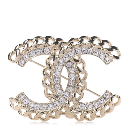 Chanel Crystal Chain CC Brooch Gold 1 of 4