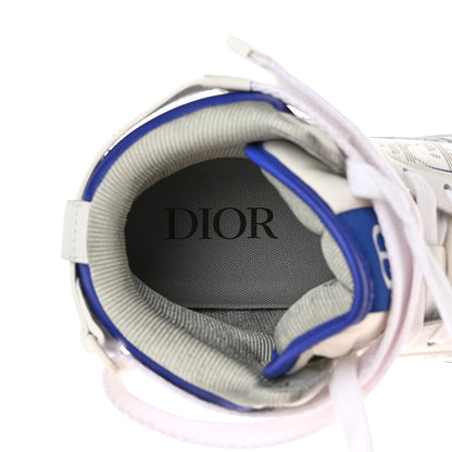 Christian Dior Smooth Calfskin Oblique Galaxy Perforated Mens B27 Mid Top Sneakers 44 White Blue 7 of 11