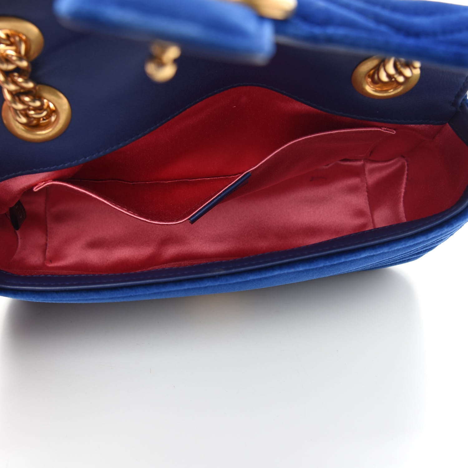 Gucci Velvet Matelasse Mini GG Marmont Shoulder Bag Cobalt Blue 5 of 9