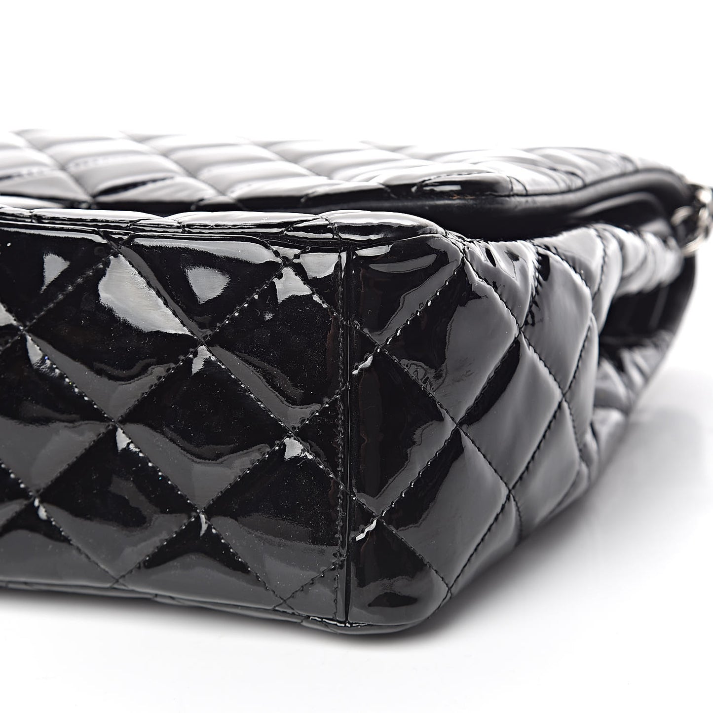 Patent Quilted Maxi Double Flap Black