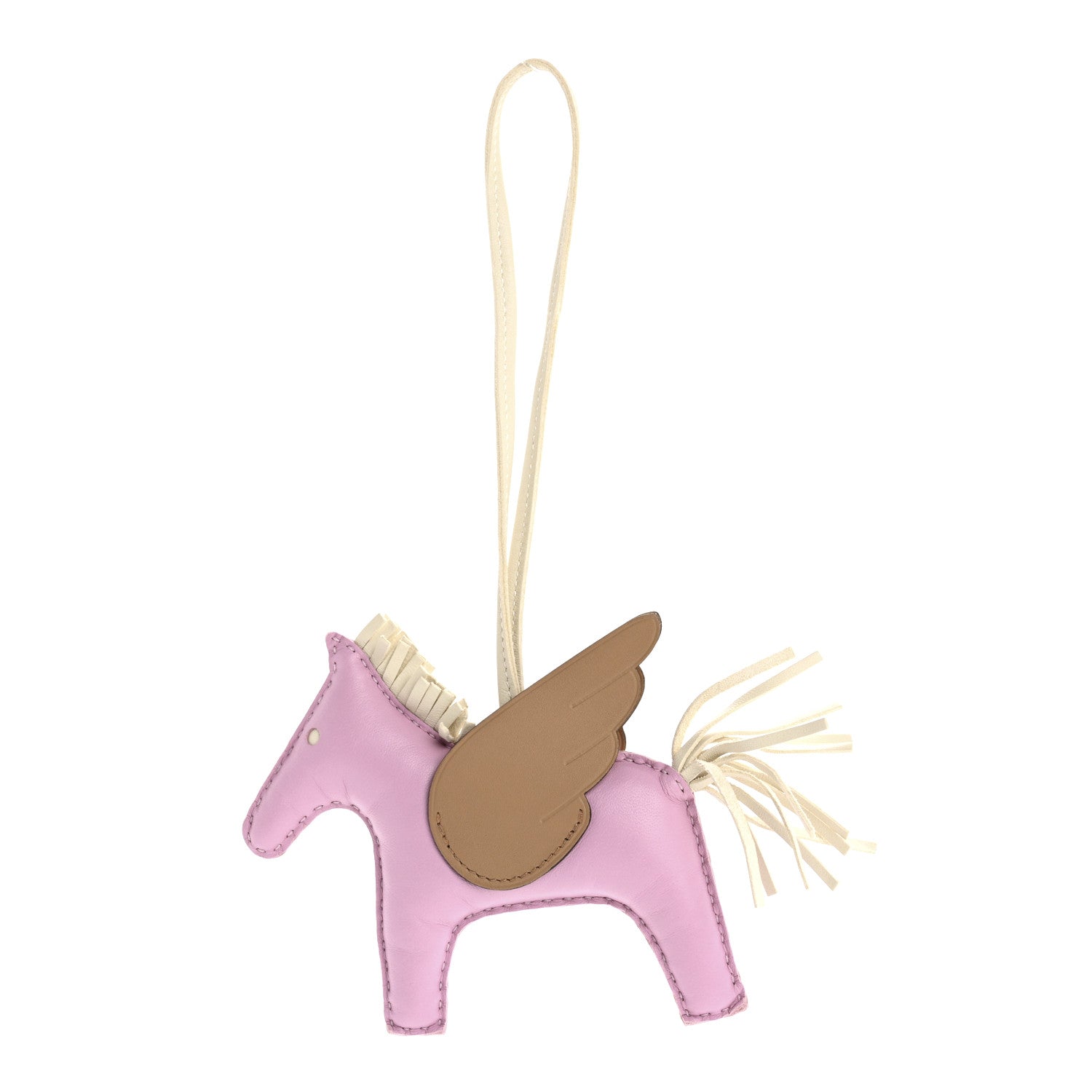 Hermes Milo Lambskin Grigri Rodeo Pegase Horse Bag Charm MM Mauve Sylvestre Craie Chai 1 of 8