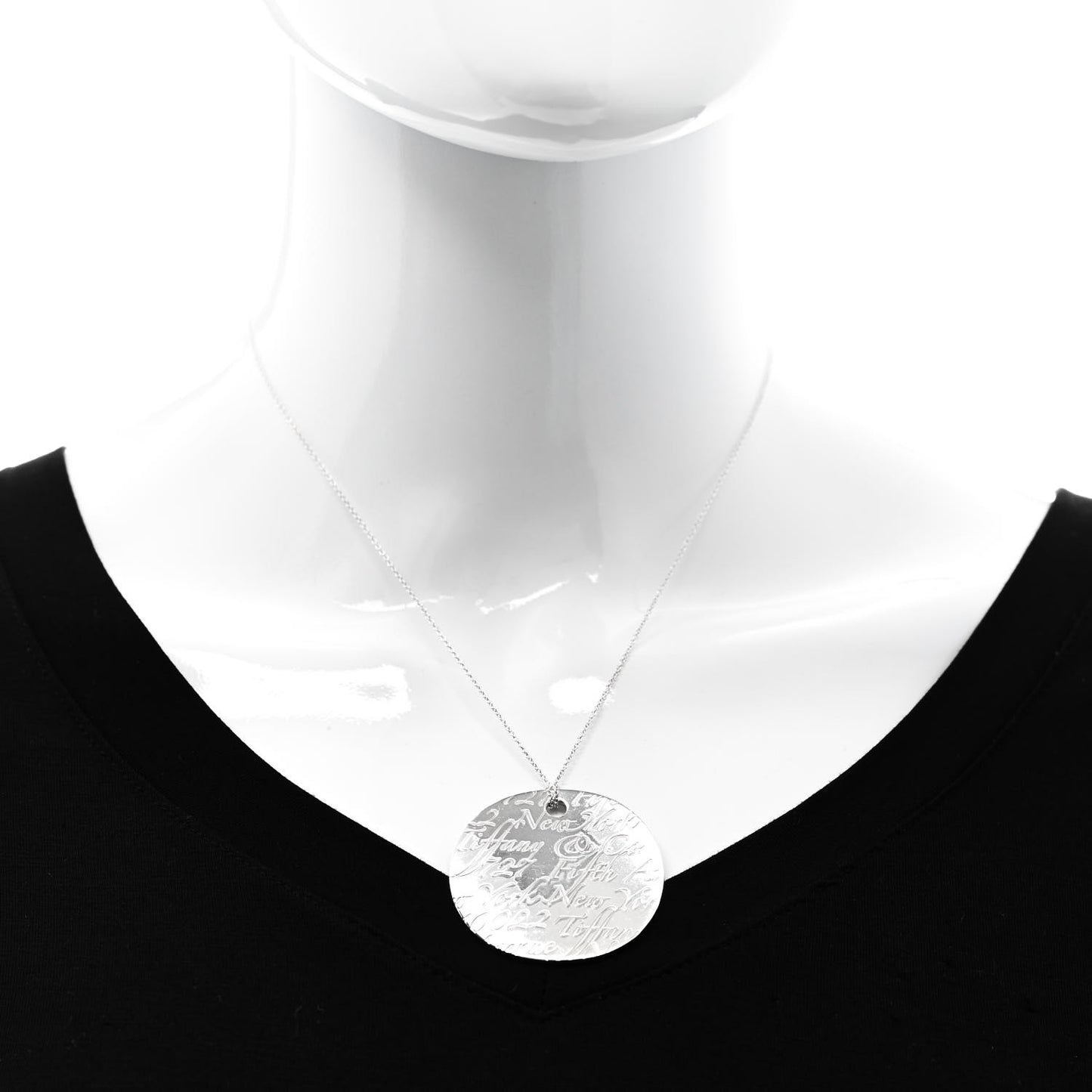 Sterling Silver Notes Round Pendant Necklace